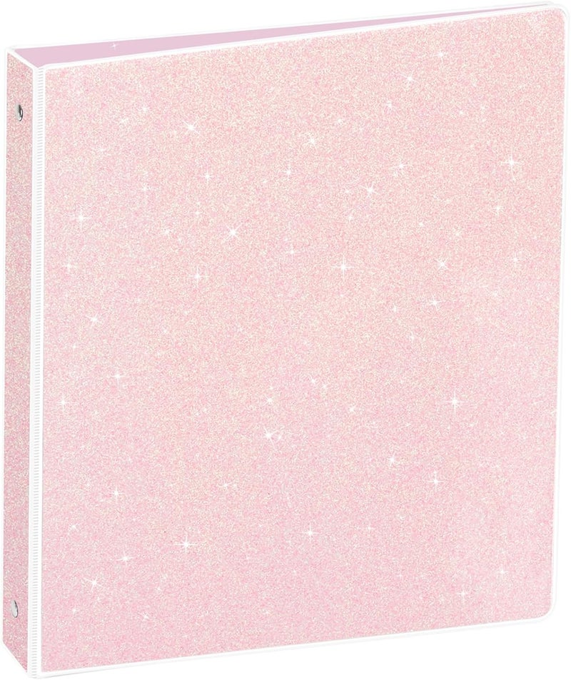 Nature Touch Glitter 1 Inch Binder Organizer (10.5'' x 11.5'') - Waterproof Durable View Binder, Holds 8.5'' x 11'' Letter Size 300 Pages, Pale Pink - Image 1